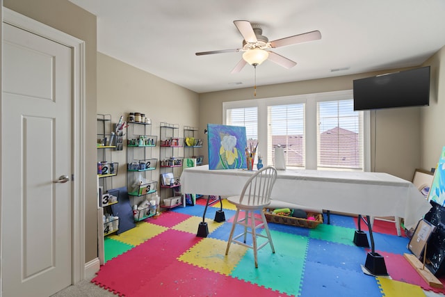 1732 Linkside Dr, Columbia, MO 65201 - rec room with ceiling fan