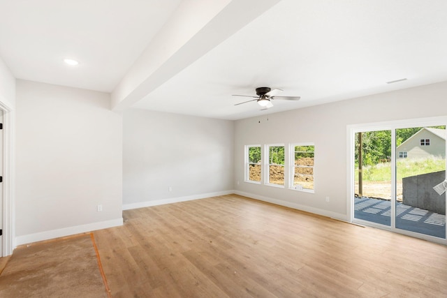 404 Sugarberry Dr, Columbia, MO 65201 - empty room with healthy amount of natural light, ceiling fan, light wood finished floors, baseboards, and recessed lighting