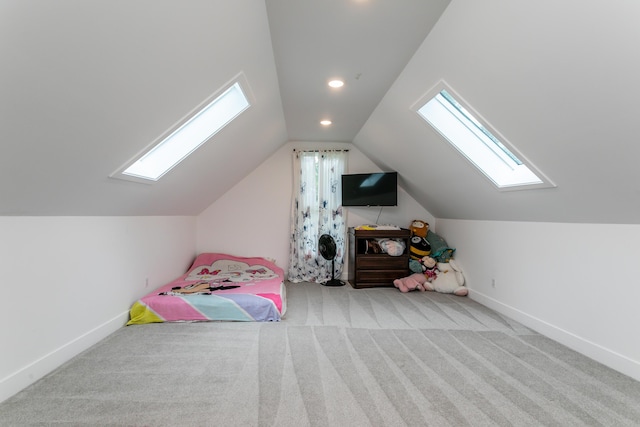 210 Hickam Aly, Ashland, MO 65010 - carpeted bedroom with a skylight, vaulted ceiling, and recessed lighting