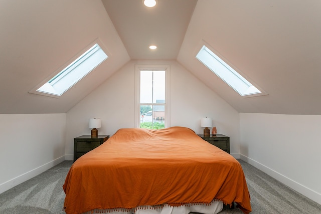 210 Hickam Aly, Ashland, MO 65010 - bedroom featuring a skylight, carpet flooring, lofted ceiling, and recessed lighting