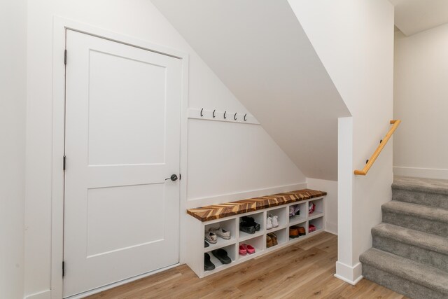 210 Hickam Aly, Ashland, MO 65010 - mudroom featuring light wood finished floors and lofted ceiling