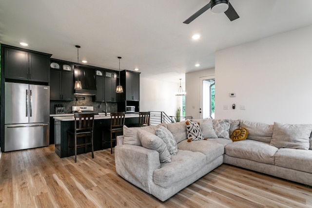 210 Hickam Aly, Ashland, MO 65010 - living room with a ceiling fan, recessed lighting, and light wood finished floors