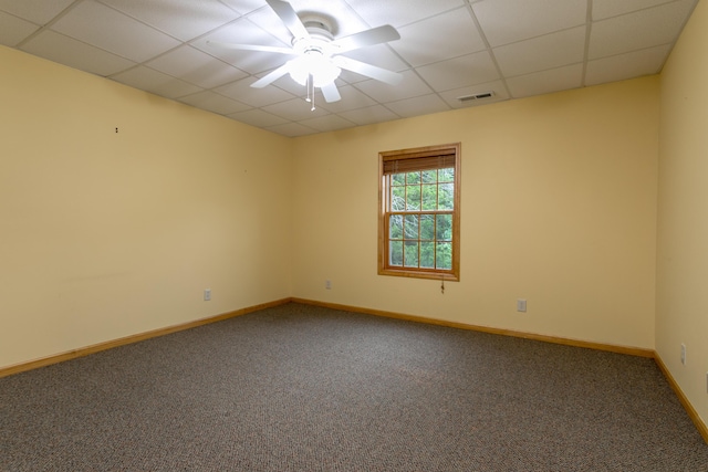 1820 N Hemlock Ridge Rd, Rocheport, MO 65279 - carpeted empty room featuring a drop ceiling, ceiling fan, and baseboards