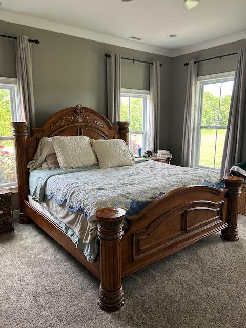 15172 S Henry Ln, Ashland, MO 65010 - bedroom featuring carpet flooring, multiple windows, and crown molding