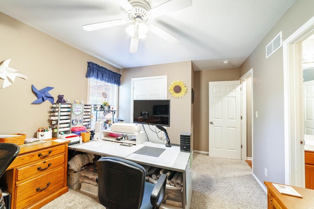 2803 Wooded Creek Dr, Columbia, MO 65203 - office with a ceiling fan, light carpet, and baseboards
