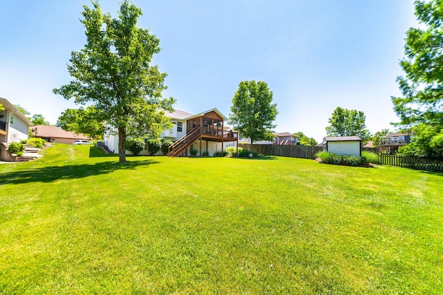 2803 Wooded Creek Dr, Columbia, MO 65203 - view of yard with stairs and a wooden deck