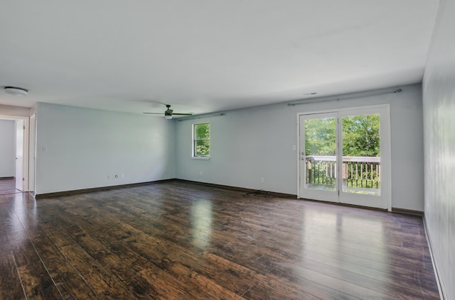 509 Columbia Dr Unit B, Columbia, MO 65201 - unfurnished room with hardwood / wood-style flooring, ceiling fan, and baseboards