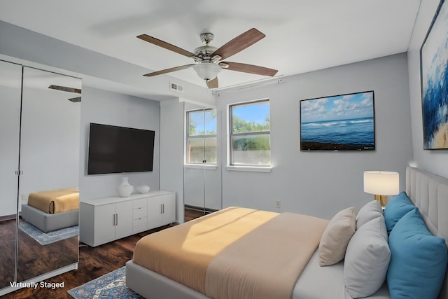 509 Columbia Dr Unit B, Columbia, MO 65201 - bedroom featuring wood finished floors and a ceiling fan