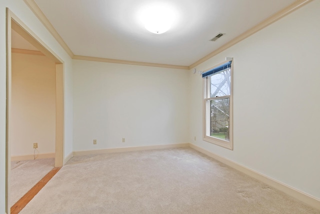 404 S Greenwood Ave, Columbia, MO 65203 - unfurnished room featuring ornamental molding, light colored carpet, and baseboards