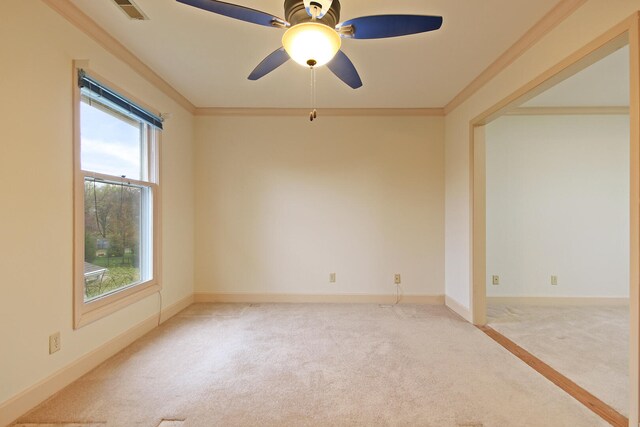 404 S Greenwood Ave, Columbia, MO 65203 - empty room with carpet flooring, ornamental molding, ceiling fan, and baseboards