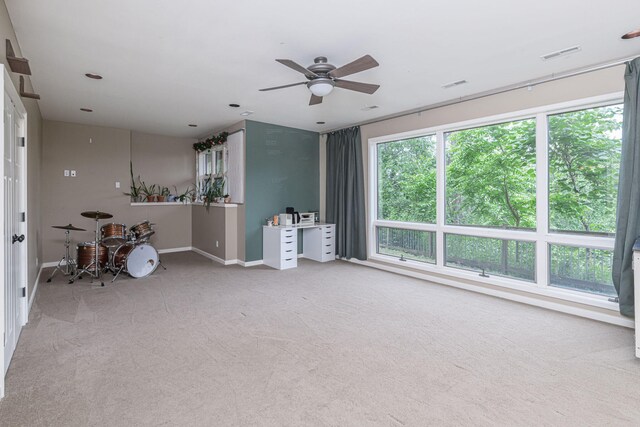 2416 Cimarron Dr, Columbia, MO 65203 - unfurnished office with carpet flooring, baseboards, and a ceiling fan