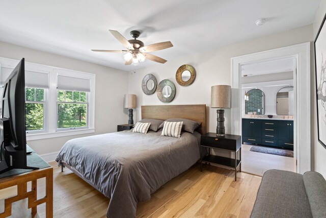 303 S Glenwood Ave, Columbia, MO 65203 - bedroom featuring light wood-style flooring and ceiling fan