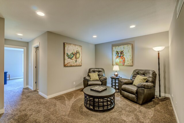 1904 Talco Dr, Columbia, MO 65201 - living area featuring carpet flooring, baseboards, and recessed lighting