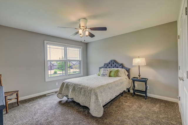 1904 Talco Dr, Columbia, MO 65201 - bedroom featuring carpet floors, baseboards, and a ceiling fan