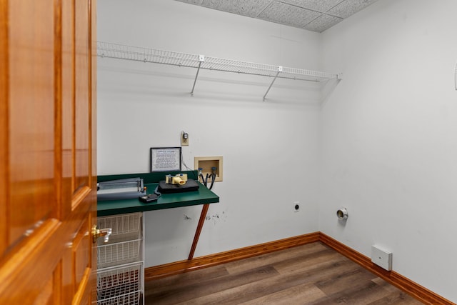 70 E High Point Ln, Columbia, MO 65203 - washroom with washer hookup, wood finished floors, electric dryer hookup, and baseboards