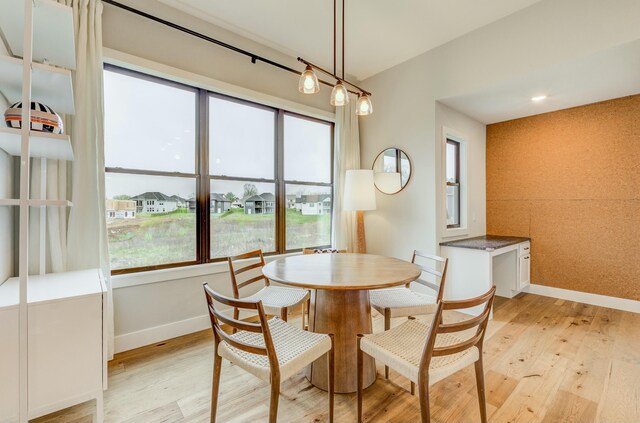214 Hellwig Ln, Columbia, MO 65203 - dining area with light wood-type flooring, baseboards, and healthy amount of natural light