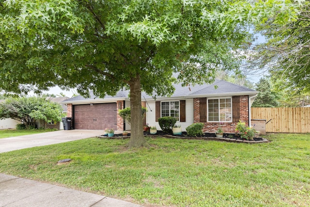 1807 E Phoenix Rd, Columbia, MO 65202 - ranch-style home with concrete driveway, brick siding, an attached garage, and a shingled roof