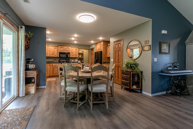 205 Jameson Dr, Ashland, MO 65010 - dining room featuring healthy amount of natural light, dark wood-style flooring, baseboards, and recessed lighting