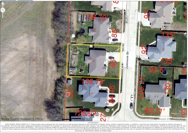 205 Jameson Dr, Ashland, MO 65010 - aerial view of property's location featuring property parcel outlined