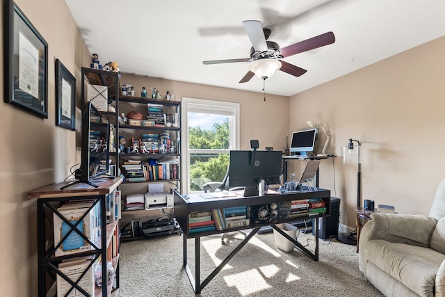 128 Cedar Falls Ct, Columbia, MO 65203 - carpeted office featuring a ceiling fan