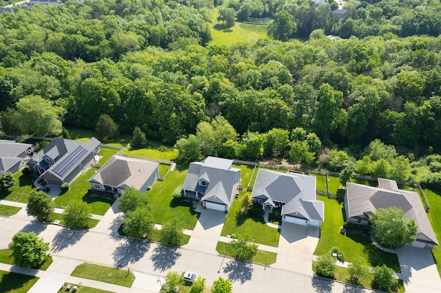 128 Cedar Falls Ct, Columbia, MO 65203 - aerial perspective of suburban area with a heavily wooded area