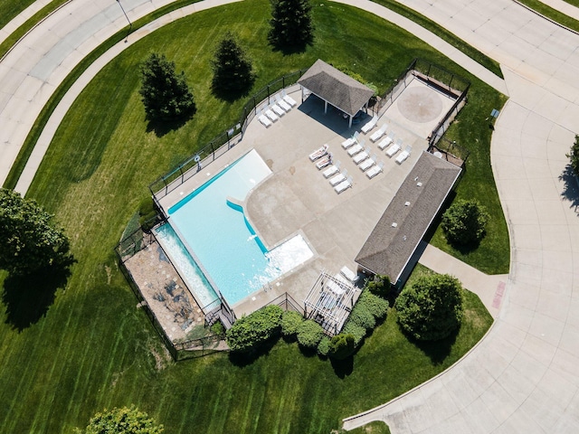 128 Cedar Falls Ct, Columbia, MO 65203 - view from above of property featuring a pool