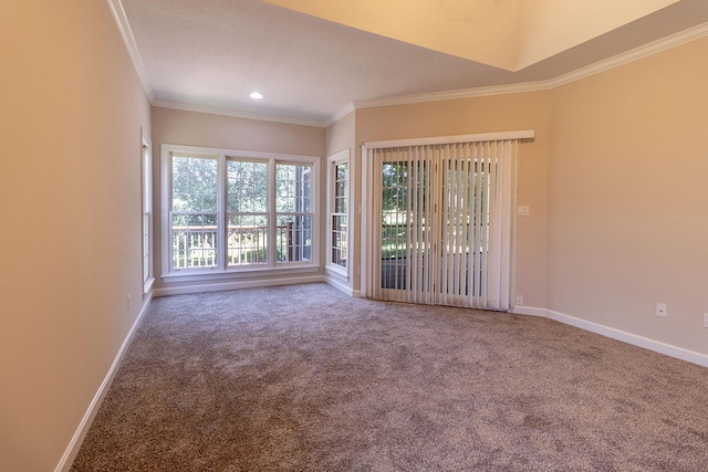 2409 Wild Oak Ct, Columbia, MO 65201 - empty room with ornamental molding, carpet floors, and recessed lighting