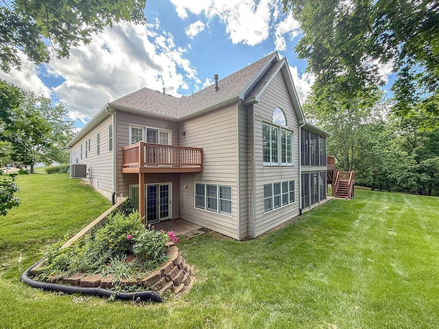 2409 Wild Oak Ct, Columbia, MO 65201 - rear view of property with a yard, a deck, stairway, and a patio area