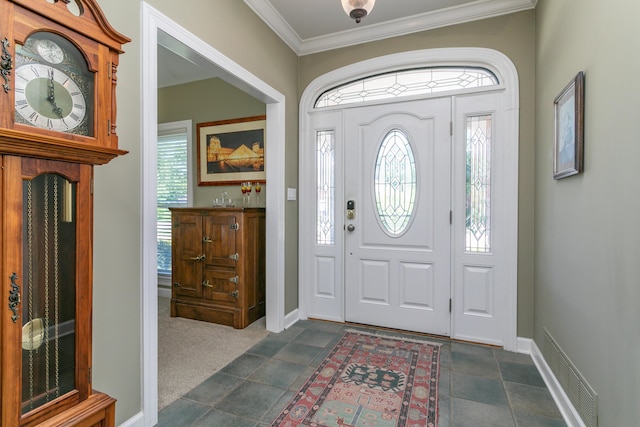 4011 Curt Dr, Columbia, MO 65203 - foyer entrance with baseboards and crown molding