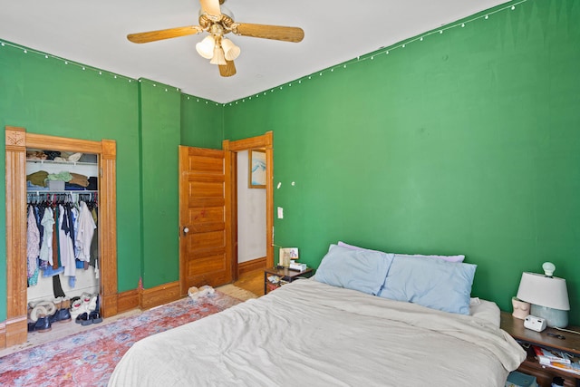 408 Vassar St, Bunceton, MO 65237 - bedroom with ceiling fan and a closet