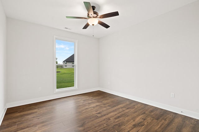 6505 Cromford Ln, Columbia, MO 65201 - unfurnished room featuring dark wood-style floors, baseboards, and a ceiling fan