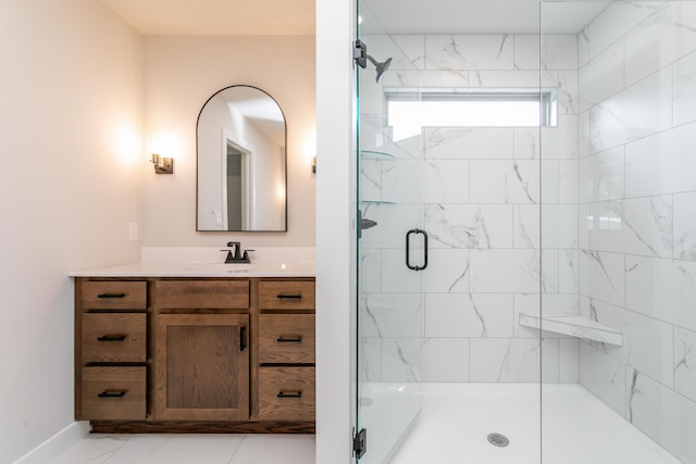 4000 S Felicity Ln, Columbia, MO 65203 - full bathroom featuring a shower stall, vanity, and marble finish floors