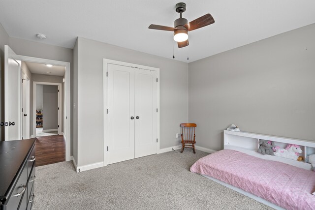 4841 Valley Forge Cir, Ashland, MO 65010 - carpeted bedroom featuring baseboards, a closet, and a ceiling fan