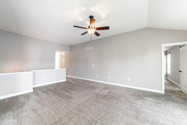 5506 Murfreesboro Dr, Columbia, MO 65201 - carpeted spare room featuring a ceiling fan, baseboards, and lofted ceiling