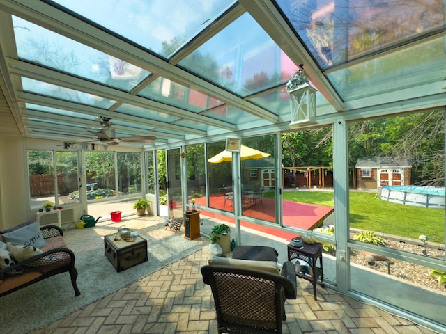 1402 Jean Rae Dr, Columbia, MO 65203 - sunroom / solarium featuring a ceiling fan