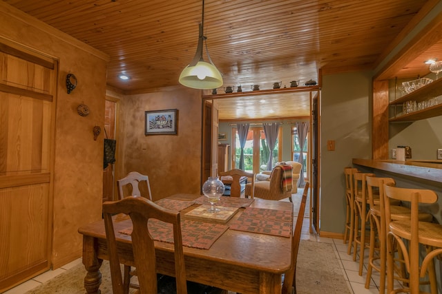 7901 N Chesley Dr, Columbia, MO 65202 - dining area featuring wooden ceiling, a dry bar, and light tile patterned floors