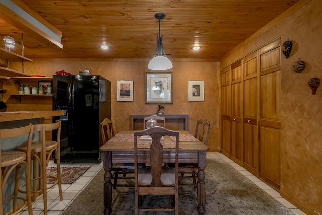 7901 N Chesley Dr, Columbia, MO 65202 - dining area with wood ceiling and light tile patterned floors