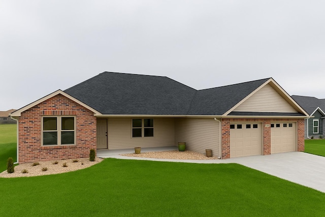 16110 Blue Heron Dr, Ashland, MO 65010 - single story home featuring an attached garage, brick siding, a front yard, driveway, and a shingled roof