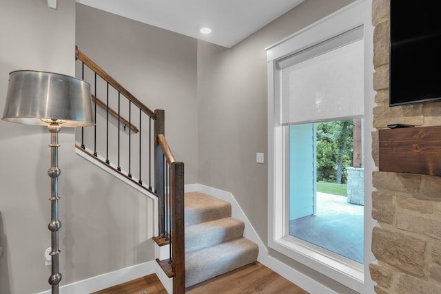 7501 Kirby Knowle Ct, Columbia, MO 65203 - entryway featuring stairs and wood finished floors