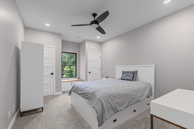 7305 Sella Ct, Columbia, MO 65203 - carpeted bedroom featuring recessed lighting, baseboards, and ceiling fan