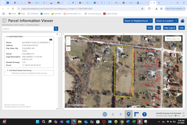 5700 Wilhite Rd, Columbia, MO 65202 - map / location featuring property parcel outlined