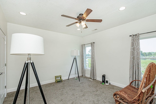 8801 S Ginn Ln, Columbia, MO 65201 - recreation room featuring ceiling fan, healthy amount of natural light, carpet, recessed lighting, and baseboards