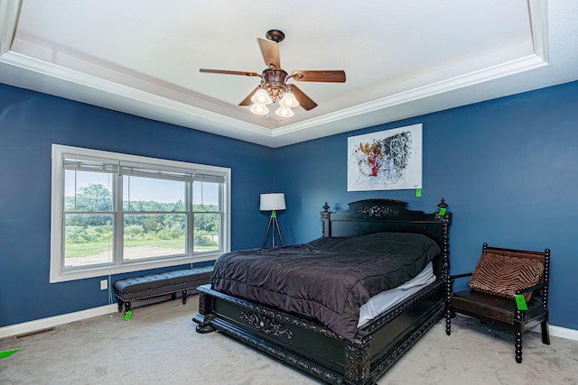 8801 S Ginn Ln, Columbia, MO 65201 - bedroom featuring carpet, baseboards, and a raised ceiling