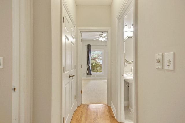 203 Foxwood Ct, Columbia, MO 65203 - hallway featuring light wood finished floors and baseboards