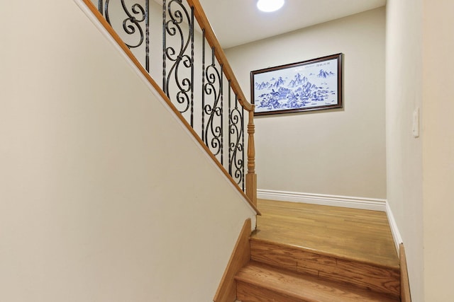 203 Foxwood Ct, Columbia, MO 65203 - stairs featuring wood finished floors and baseboards