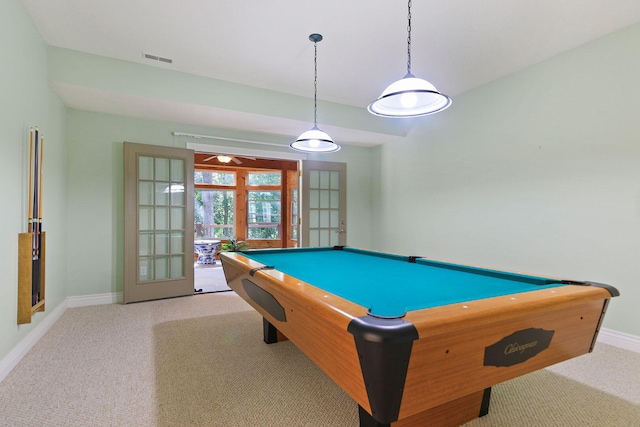 203 Foxwood Ct, Columbia, MO 65203 - game room with carpet floors, french doors, and billiards