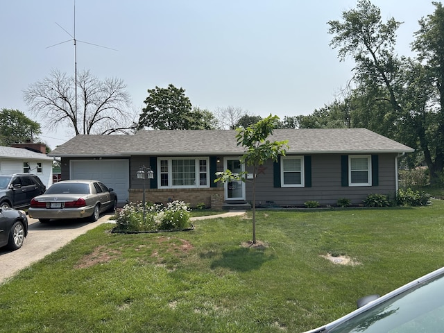 440 S Miles Ave, Centralia, MO 65240 - ranch-style house with a garage, a front lawn, driveway, and brick siding