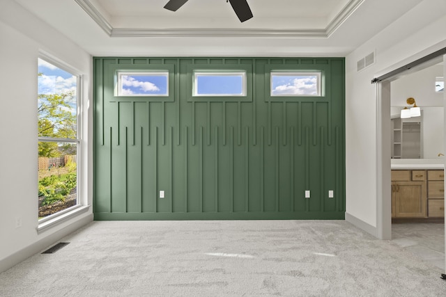 1704 Stillpoint Ct, Columbia, MO 65203 - unfurnished room featuring light carpet, a raised ceiling, and ceiling fan
