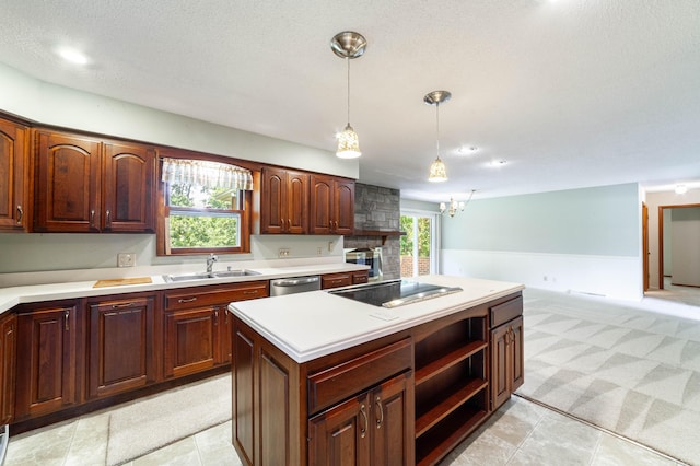 4705 Roemer Rd, Columbia, MO 65202 - kitchen with electric cooktop, light countertops, dishwasher, pendant lighting, and recessed lighting