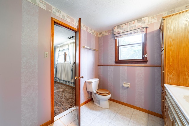 4705 Roemer Rd, Columbia, MO 65202 - bathroom featuring plenty of natural light, vanity, and a textured ceiling